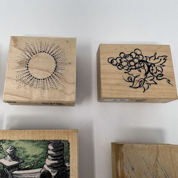 Spring Rubber Stamp Lot Flowers Floral Cluster Grapes Rain Sun Pansy Rose Bird - Picture 4 of 16